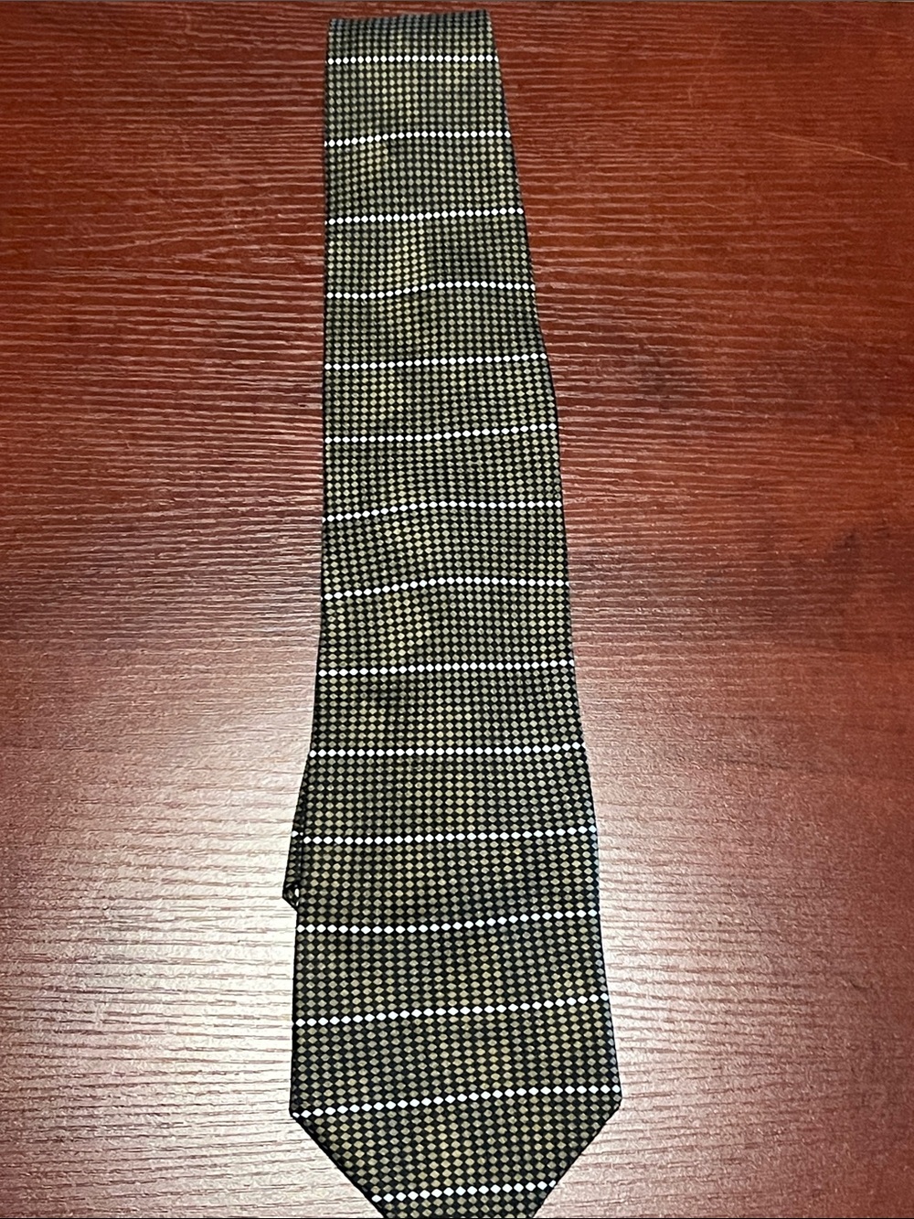 Alexander Julian Olive and Black Silk Checked Necktie